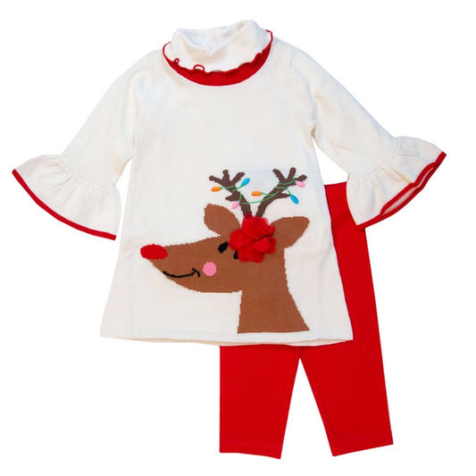 Girls 3-Piece Holiday Sweater Legging Set