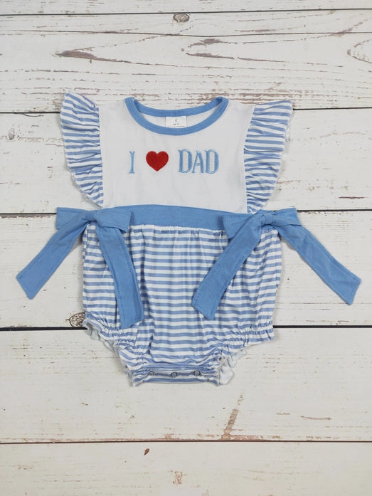 I Love Dad Appliqué Baby Girls Bubble