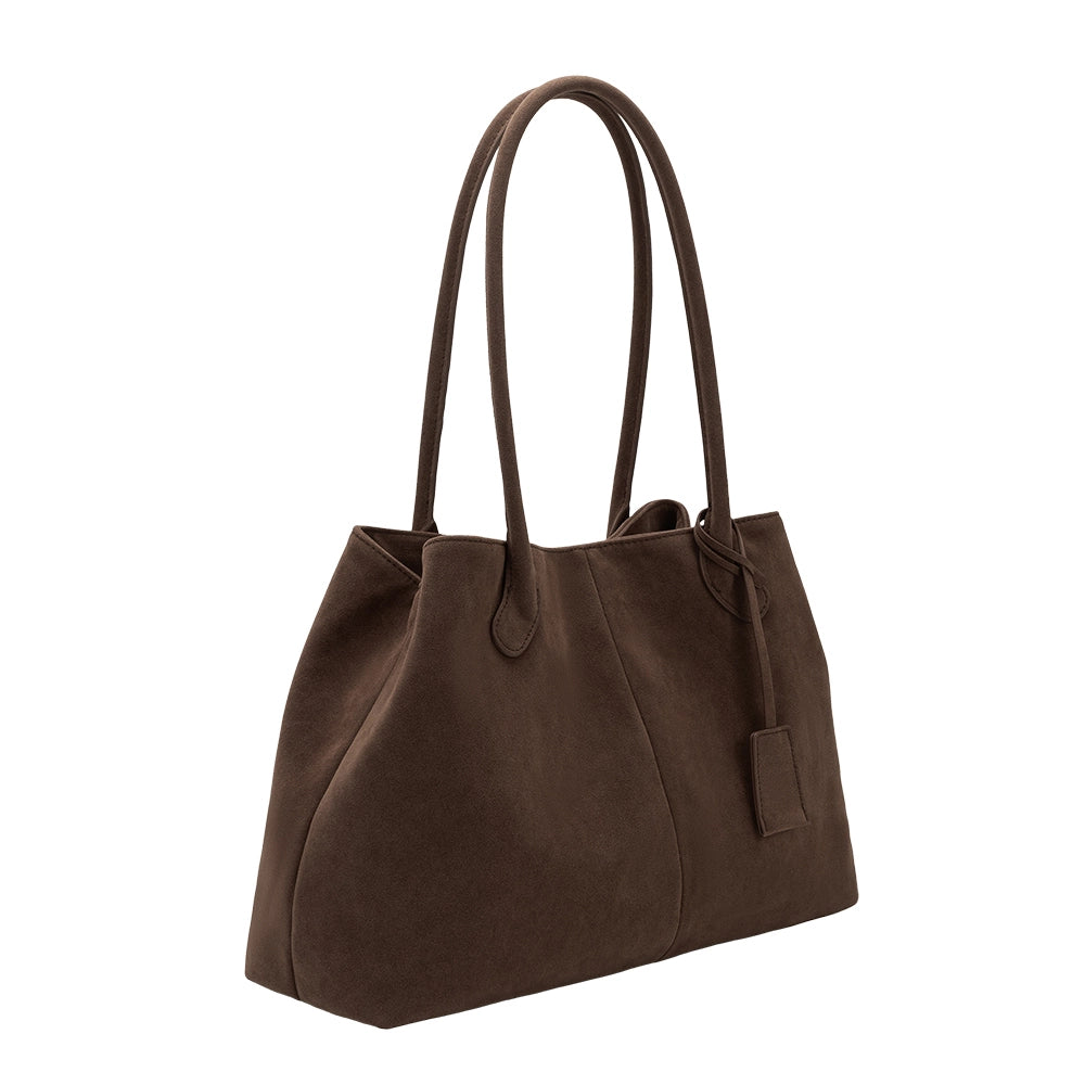 Irene Chocolate Vegan Suede Shoulder Bag