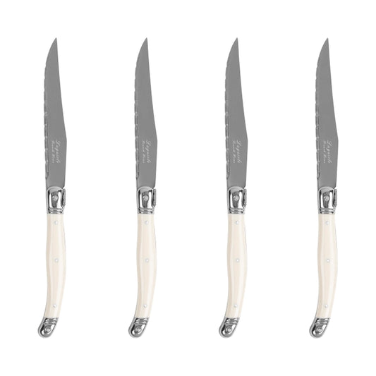 Laguiole Connoisseur 4-Piece Ivory-Colored Steak Knife Set