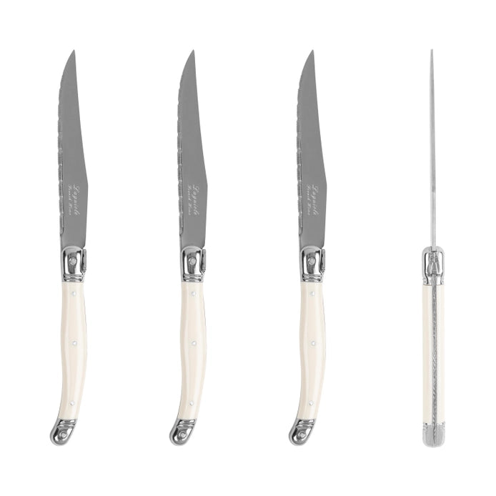 Laguiole Connoisseur 4-Piece Ivory-Colored Steak Knife Set