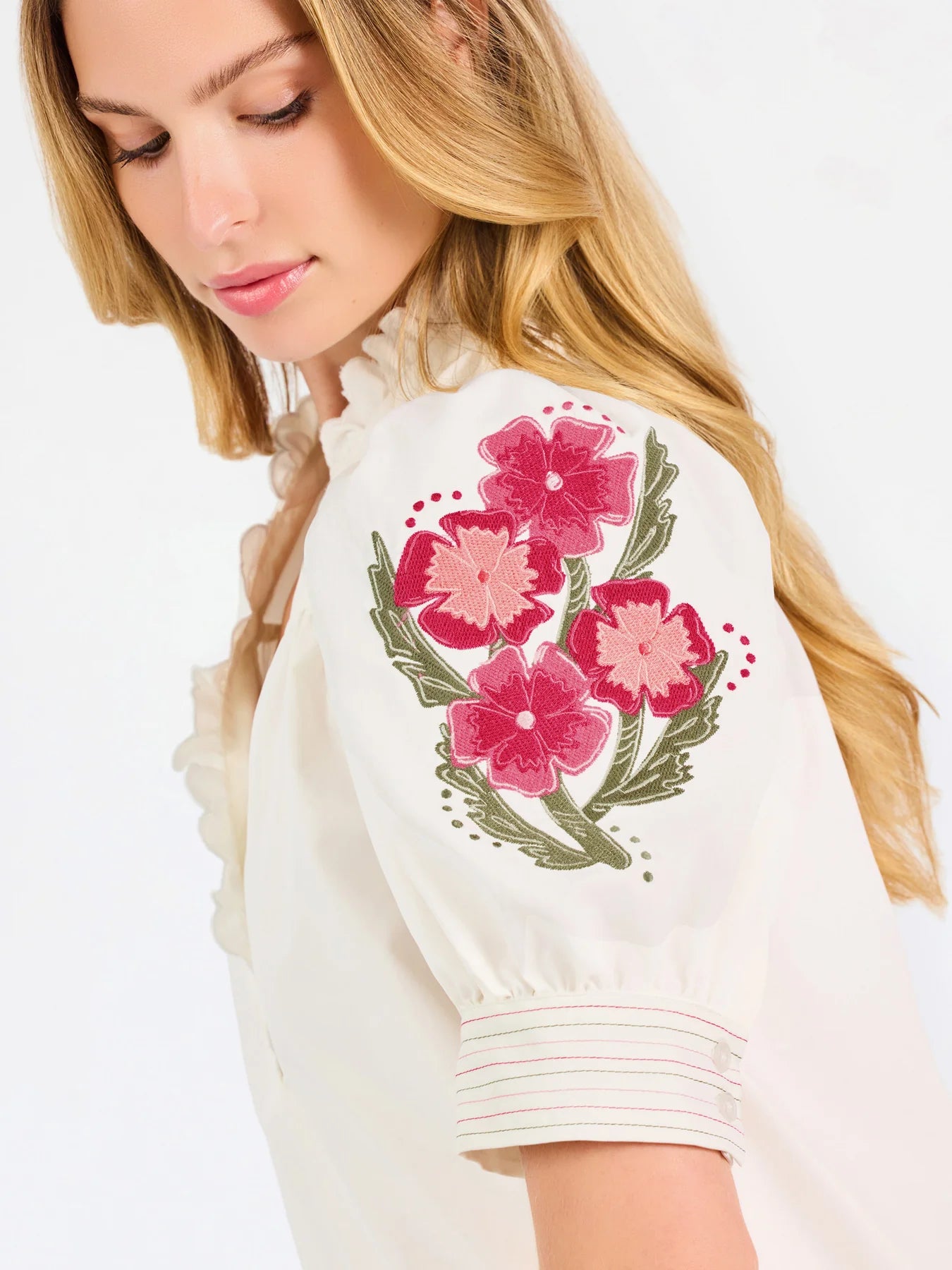 Emmie Embroidered Ivory Floral Top