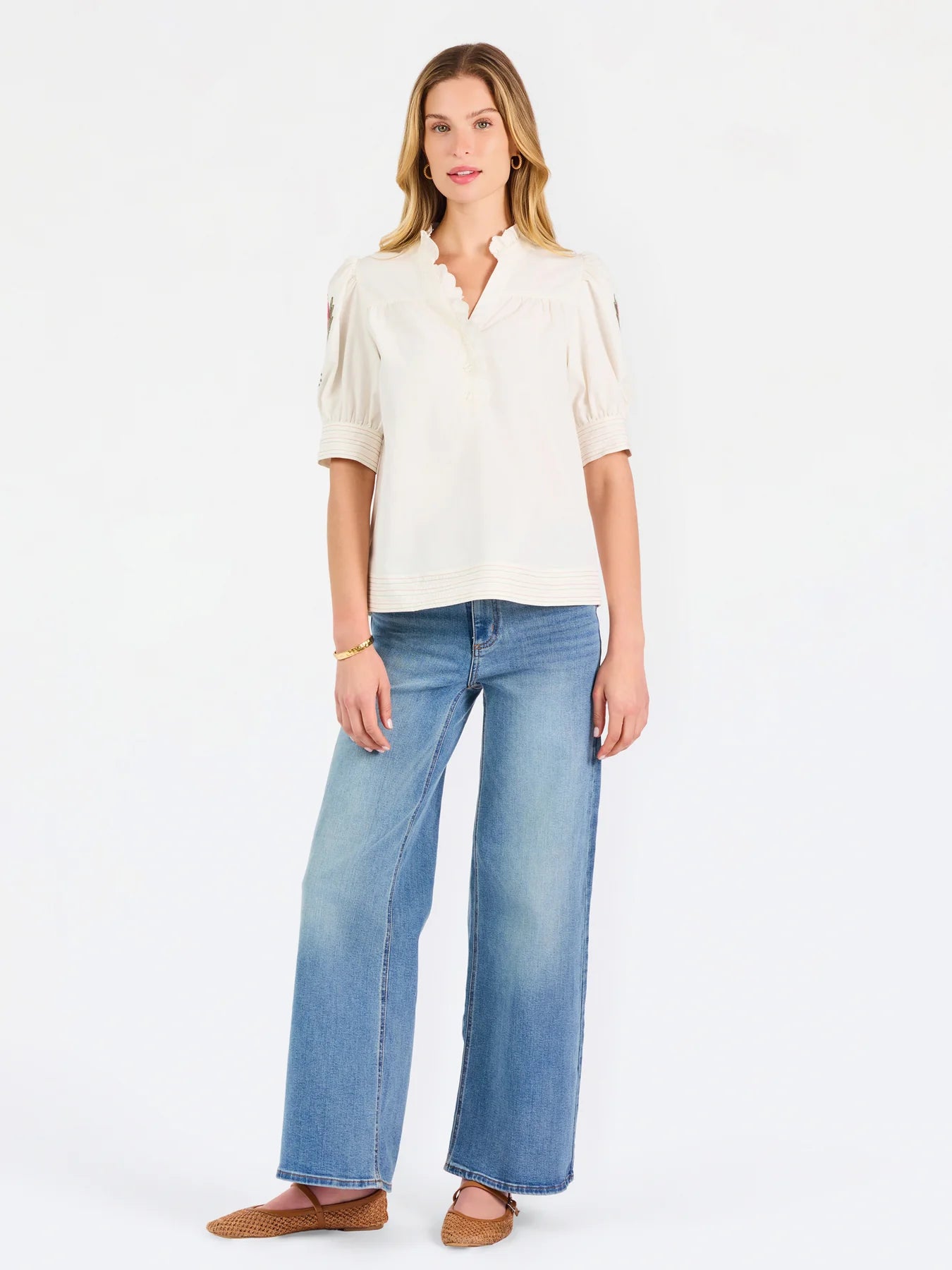 Emmie Embroidered Ivory Floral Top