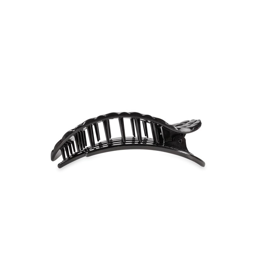 Teleties Jet Black Quilted Flat Round Hair Clip