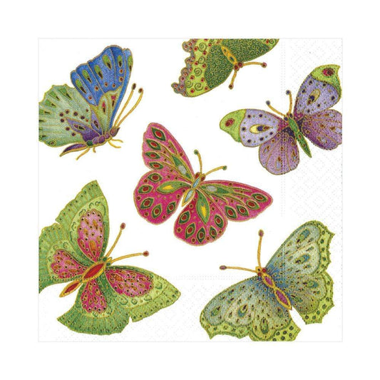 Jeweled Butterflies Pearl Paper Luncheon Napkins