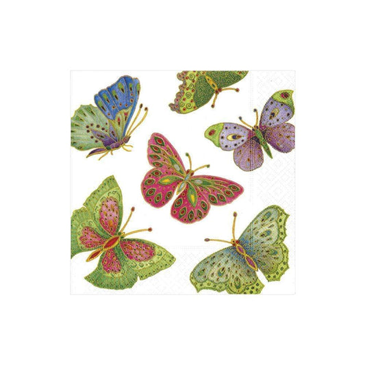 Jeweled Butterflies Pearl Paper Cocktail Napkins