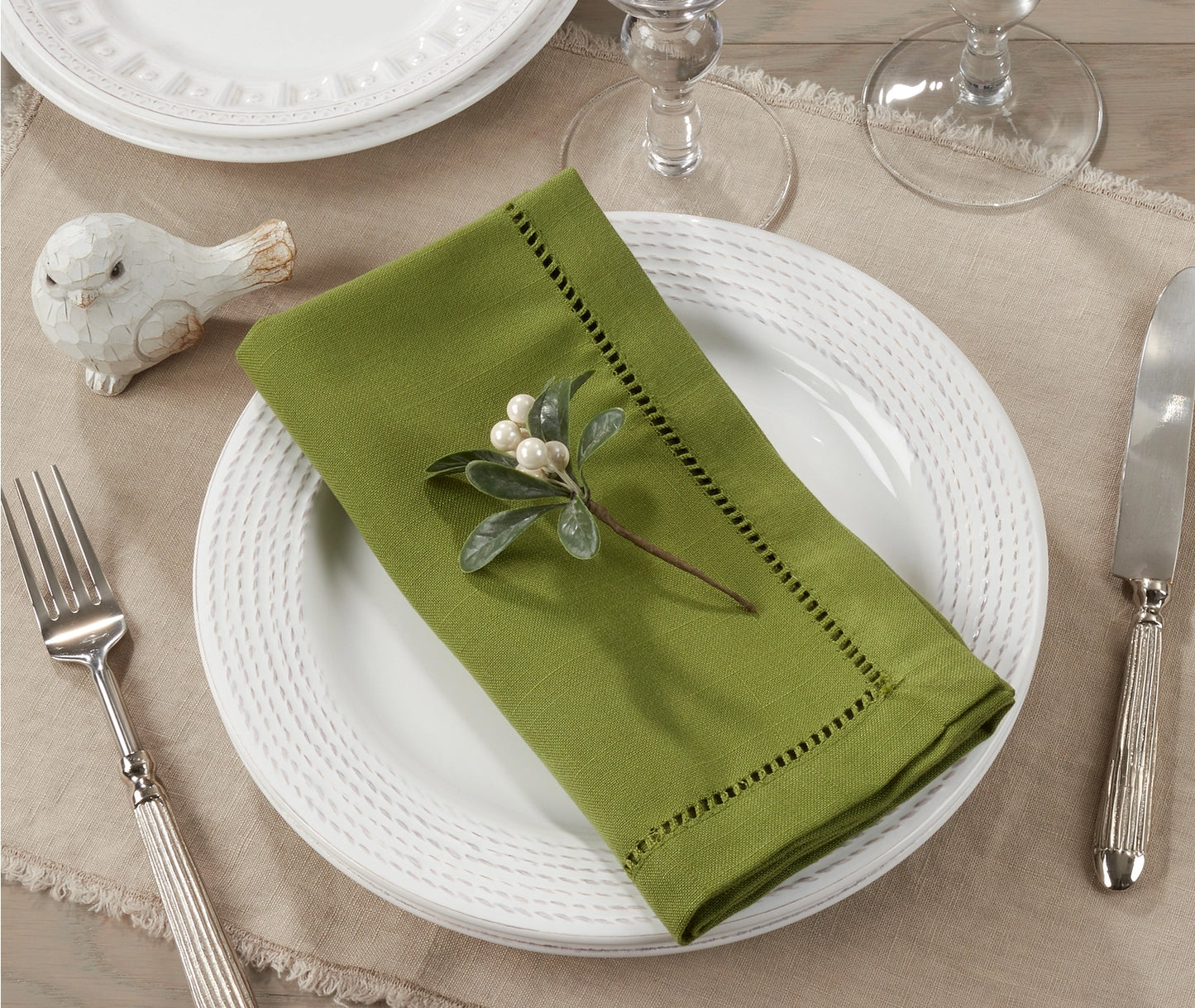 Poly Hemstitched Dinner Napkin