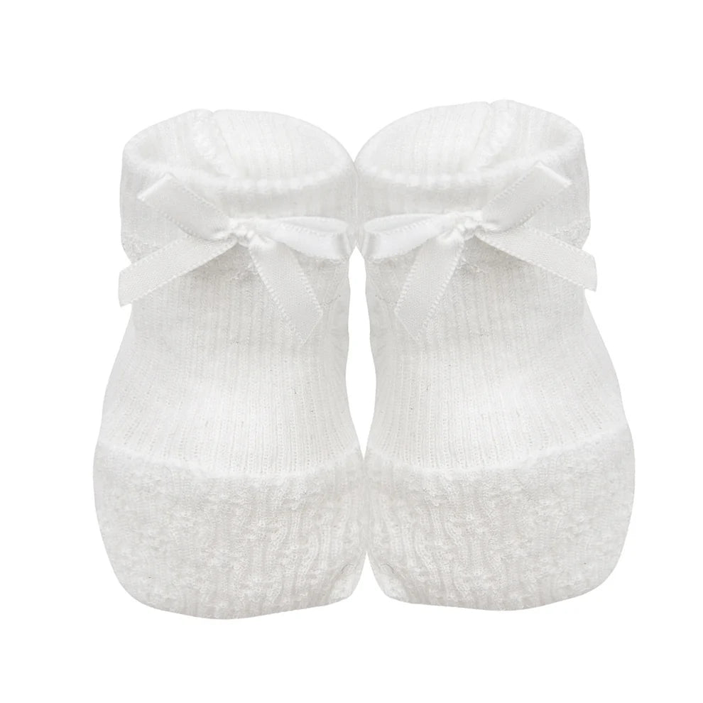 Paty Knit Booties – White With Bow
