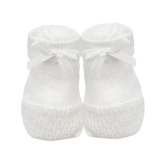 Paty Knit Booties – White With Bow