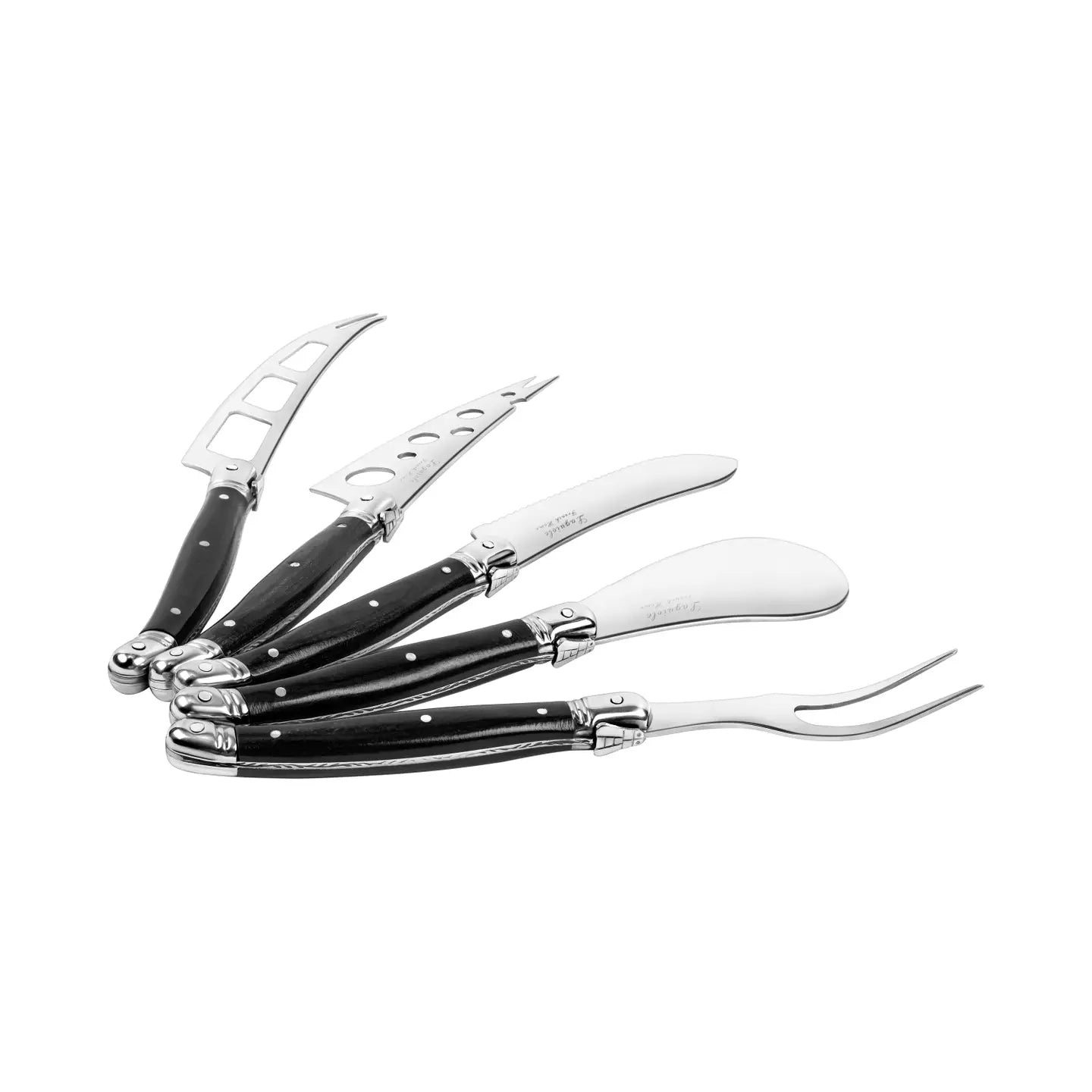 Laguiole 5-Piece Artisan Black Pakkawood Cheese Knife Set