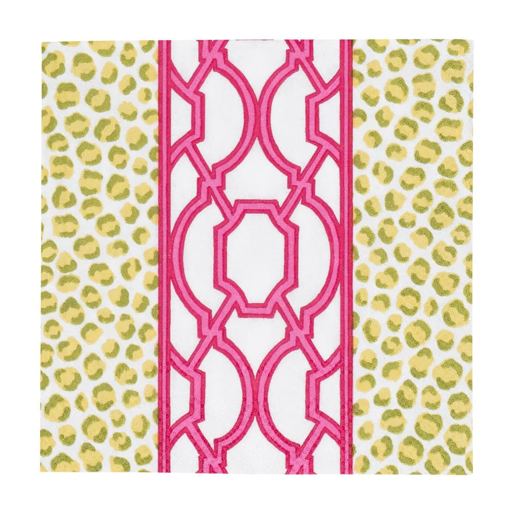 Knots And Spots Green & Fuchsia Cocktail Napkins