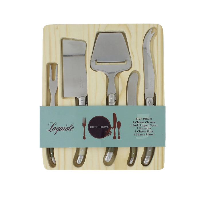 Laguiole 5 Piece Cheese Knife, Fork and Slicer Set