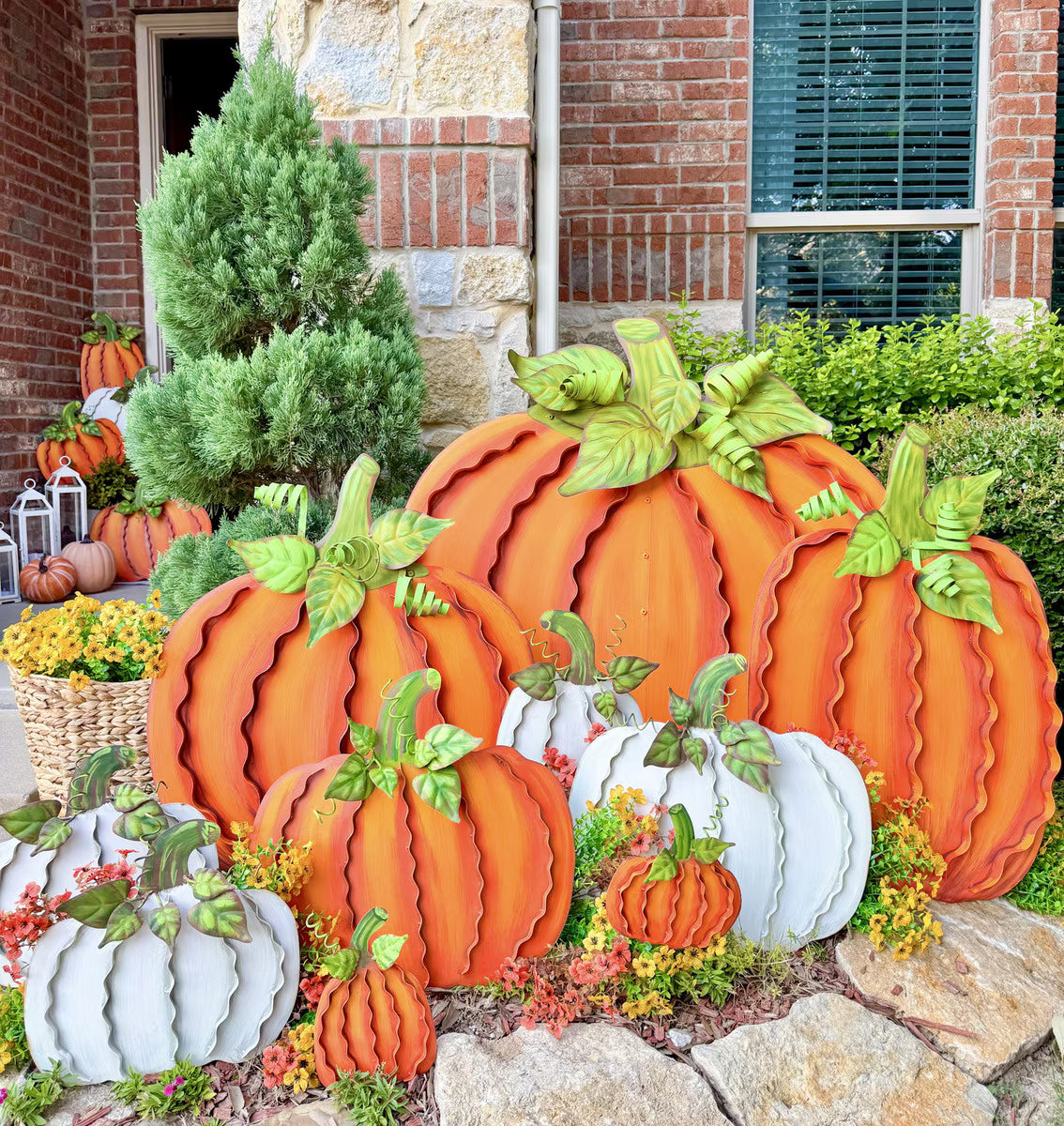 Large Orange Ribbon Pumpkin