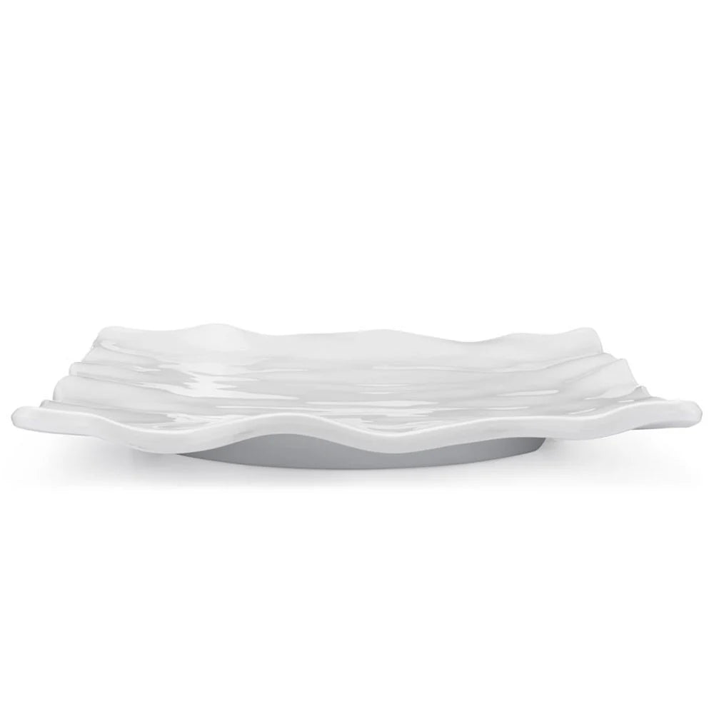 Ruffle White Melamine Square Large Platter