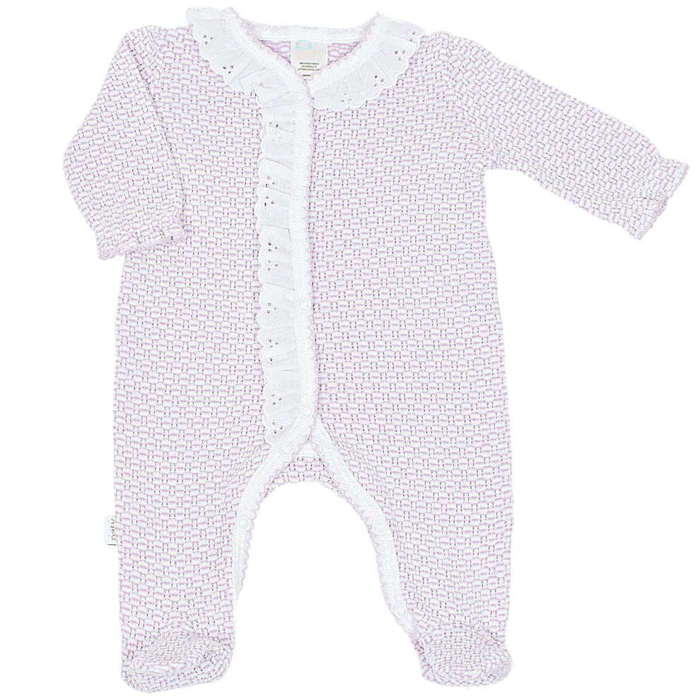 Paty Knit Footie – Lavender With Eyelet