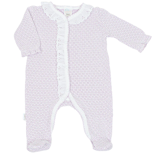 Paty Knit Footie – Lavender With Eyelet
