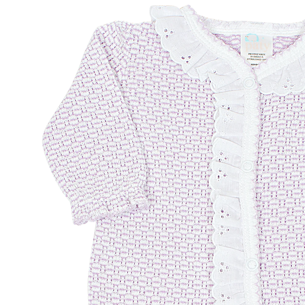 Paty Knit Footie – Lavender With Eyelet