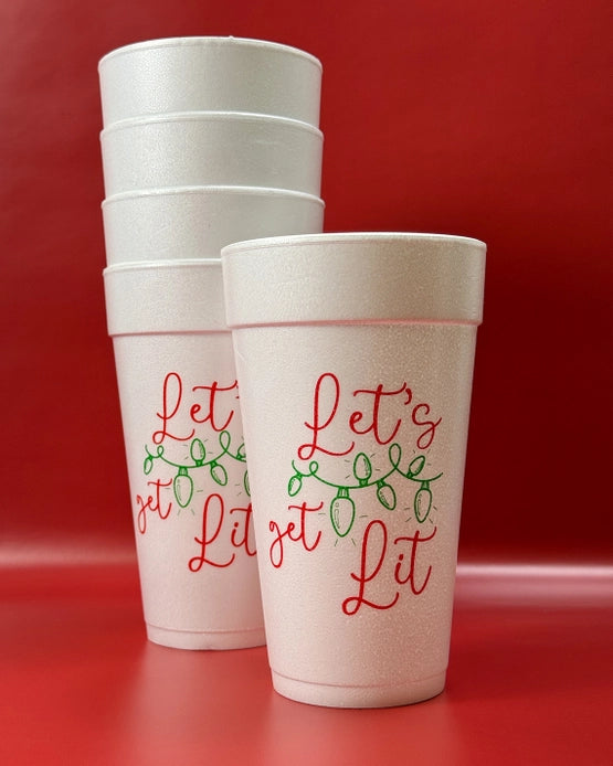 Let's Get Lit Christmas Foam Cups