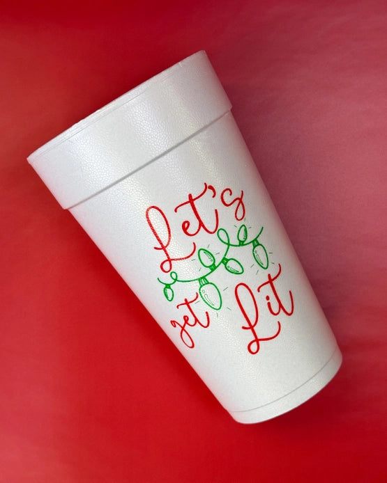 Let's Get Lit Christmas Foam Cups