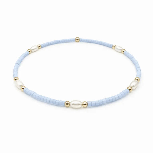 Game Day Pearl Light Blue & Gold-Filled Waterproof Bracelet