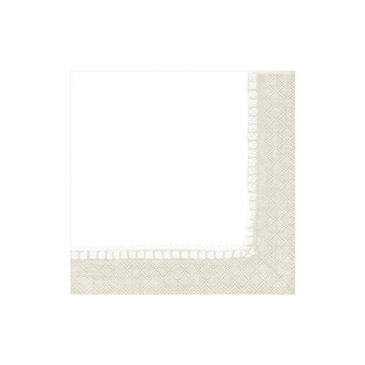 Natural Linen Border Cocktail Napkins