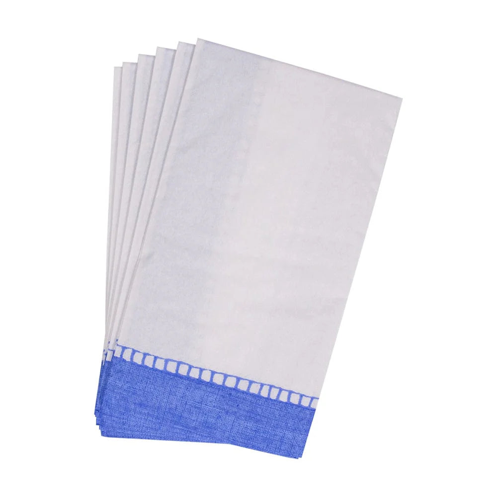 Blue Linen Border Guest Towels