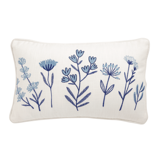 Lumbar Crewel Floral Pillow