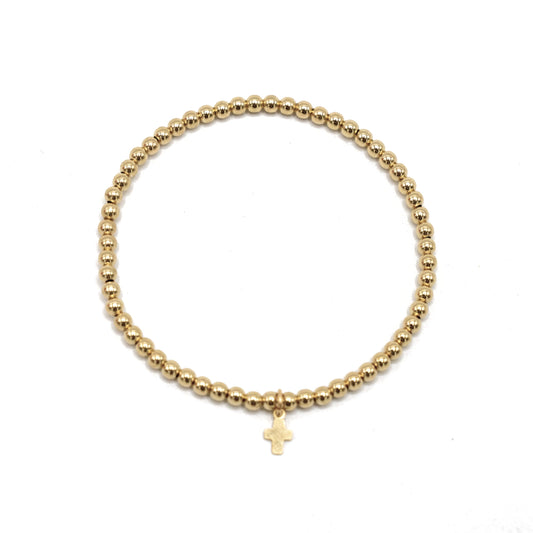 3mm Gold Filled Karma Waterproof Bracelet with Luxe Cross