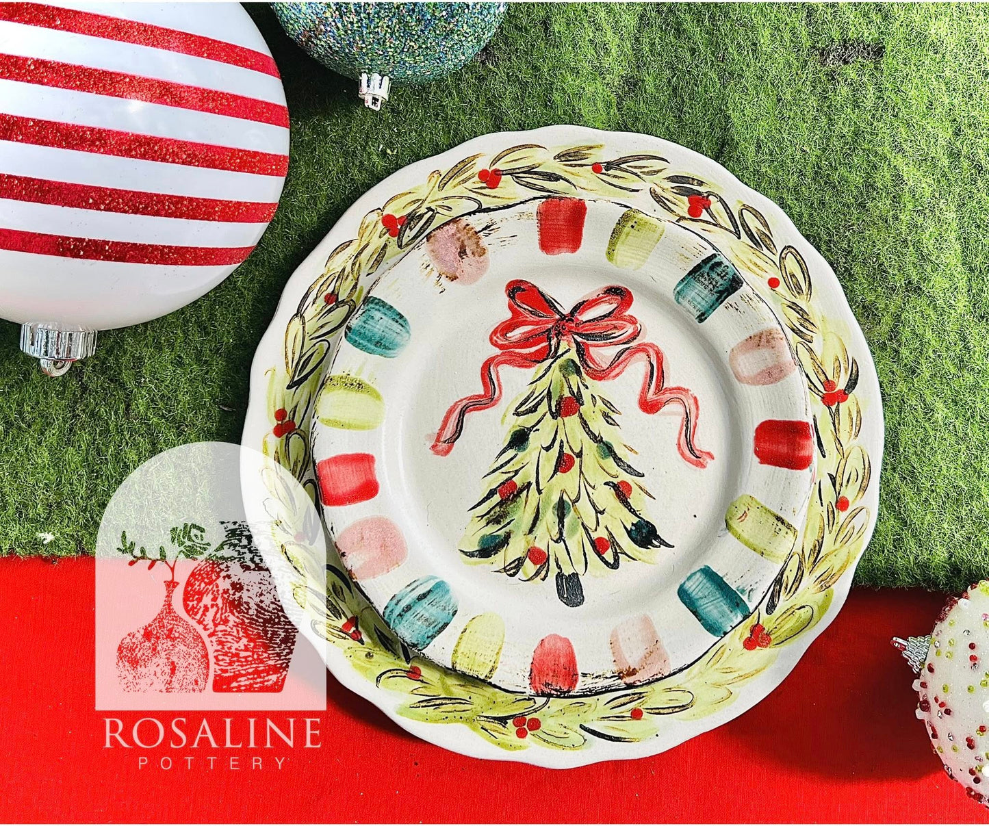 Rosaline Pottery Merry & Bright Dinner Plate