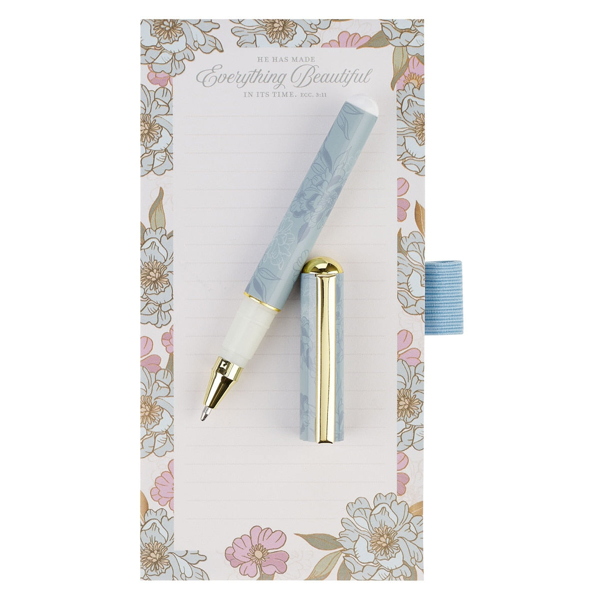 Everything Beautiful Whimsical Blooms Magnetic Notepad and Pen Gift Set