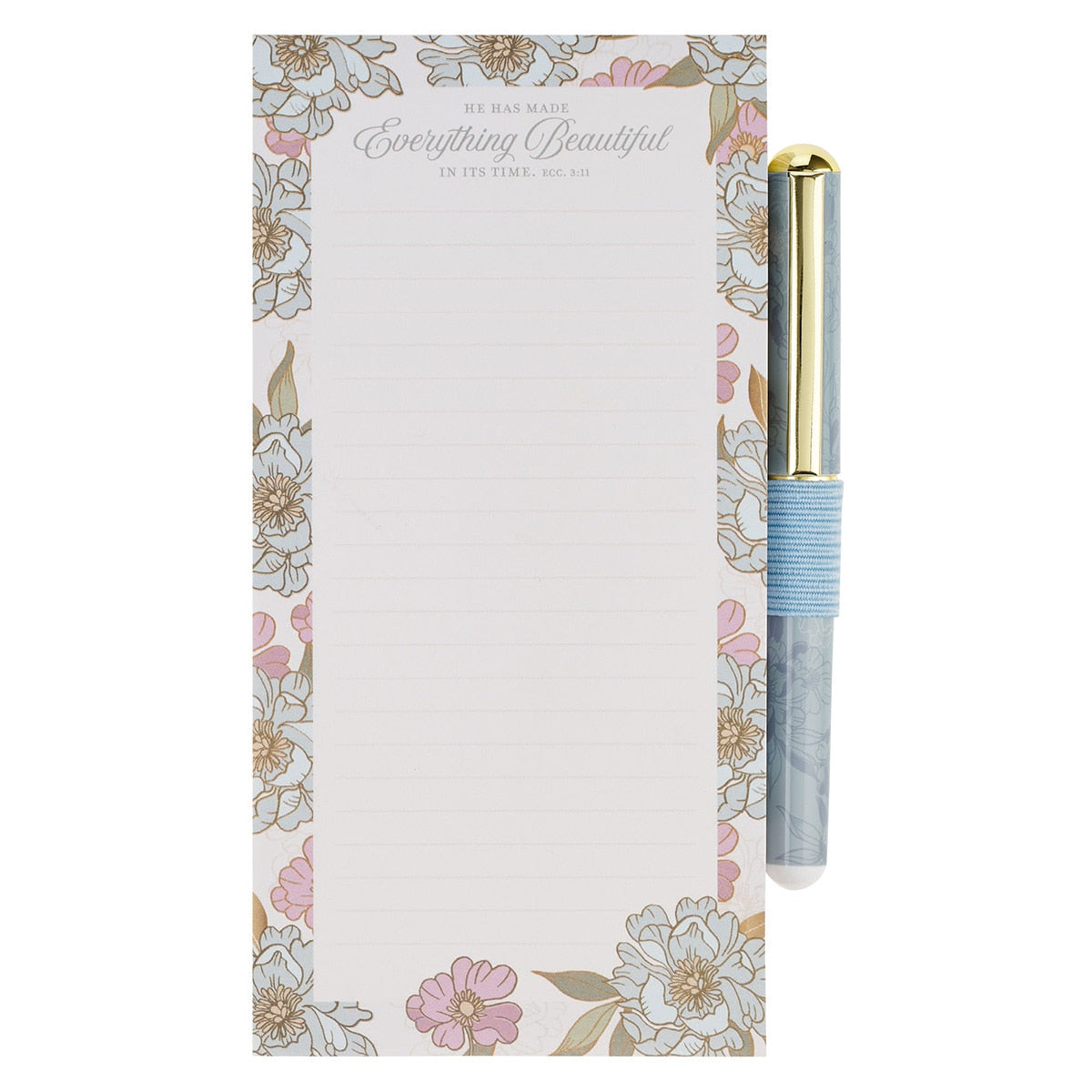 Everything Beautiful Whimsical Blooms Magnetic Notepad and Pen Gift Set