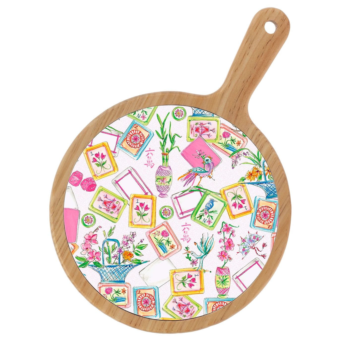 Mahjong Bamboo & Ceramic Cheese Board