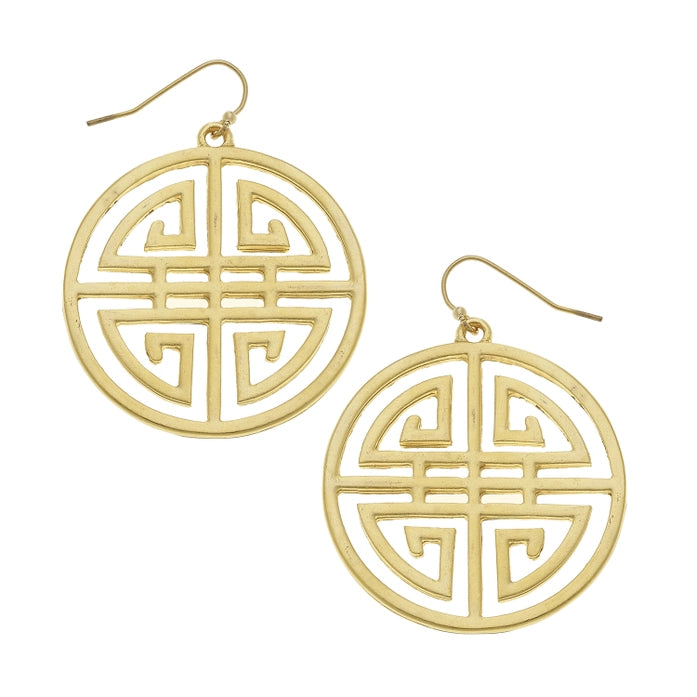 Gold Medallion Cut Out Earrings