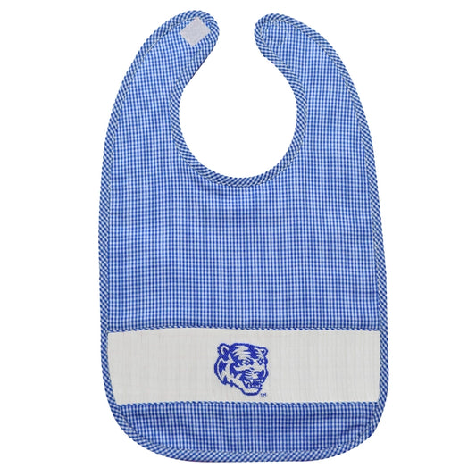 Memphis Tigers Smocked Royal Gingham Bib