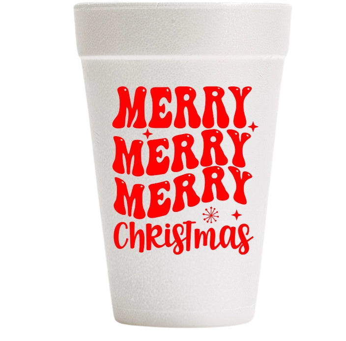 Merry Merry Merry Christmas Foam Cups