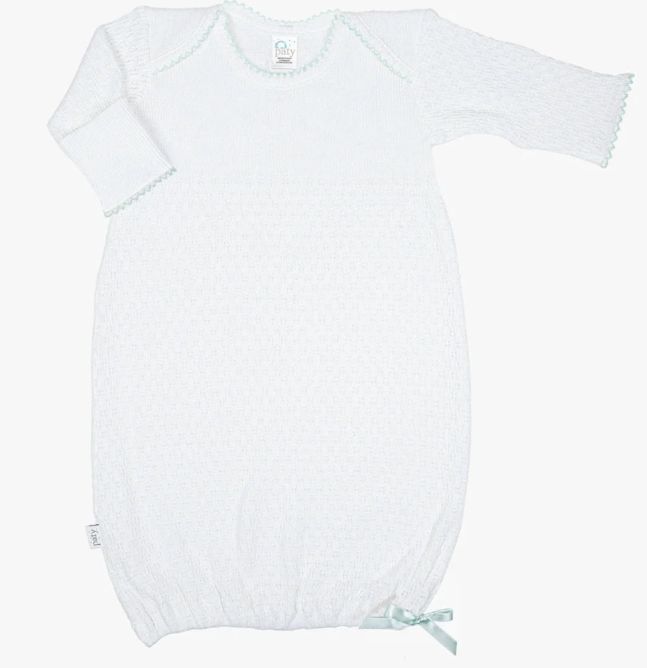 PatyKnit™ Overlap Shoulder Gown with Bow