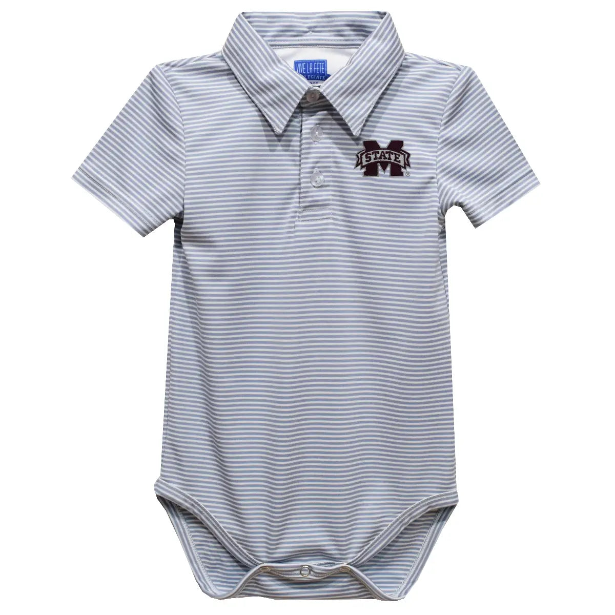 Mississippi State Bulldogs Embroidered Gray Polo Onesie