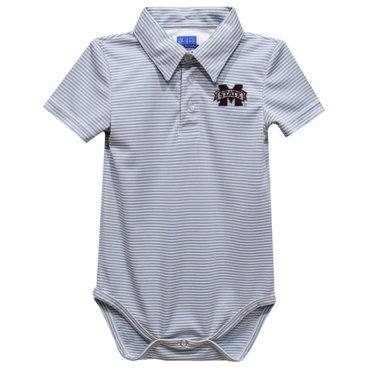 Mississippi State Bulldogs Embroidered Gray Polo Onesie