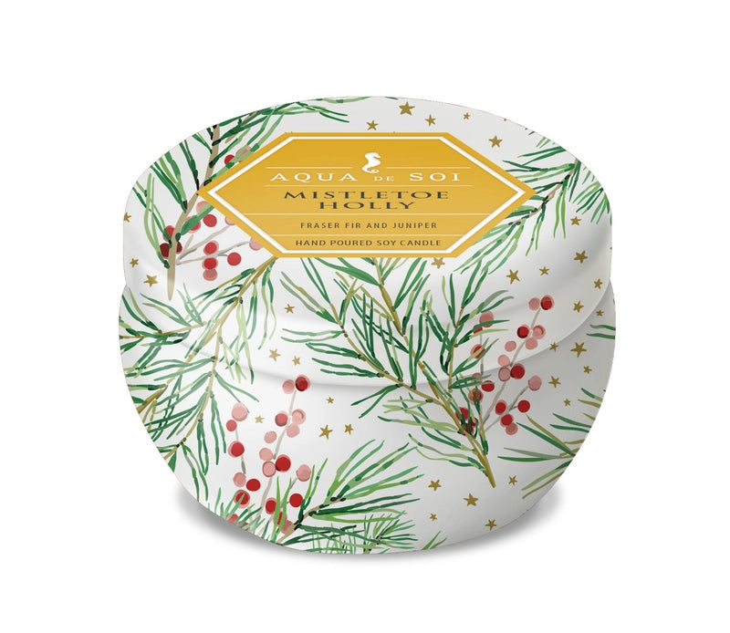 Mistletoe and Holly Tin Candle