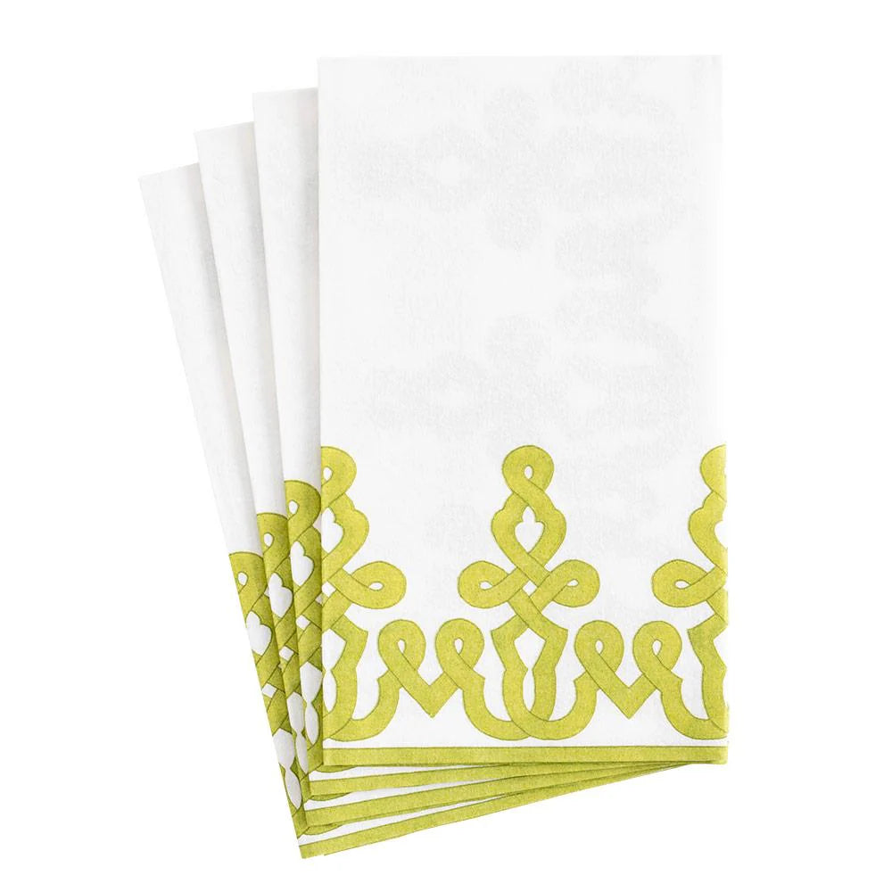Dessin Passementerie Moss Green Paper Linen Guest Towel Napkins
