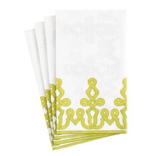 Dessin Passementerie Moss Green Paper Linen Guest Towel Napkins