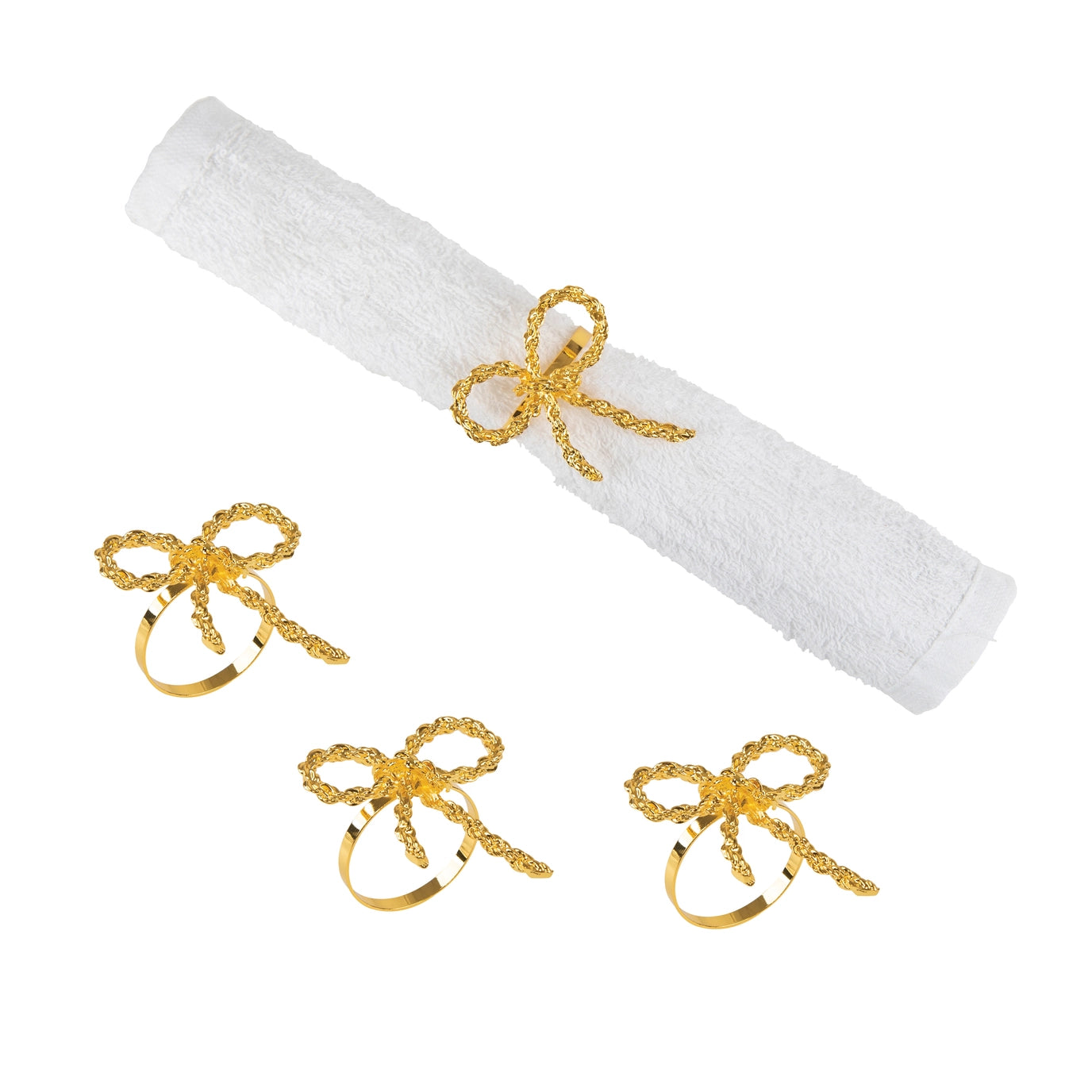 Gold Ribbon Napkin Ring Set of 4