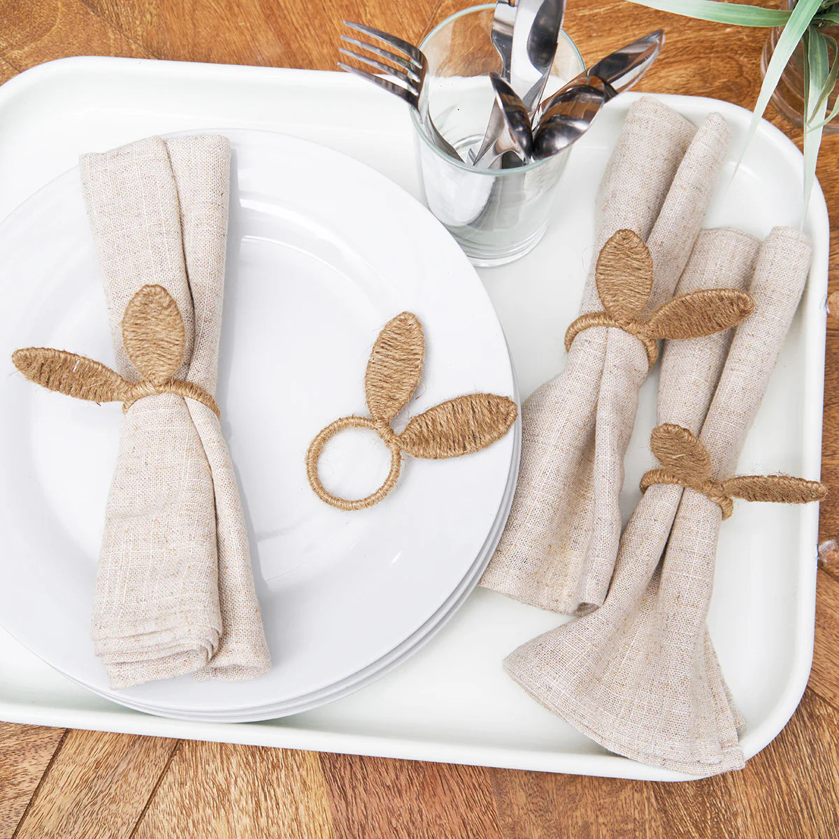 Natural Bunny Ears Napkin Ring Set of 4