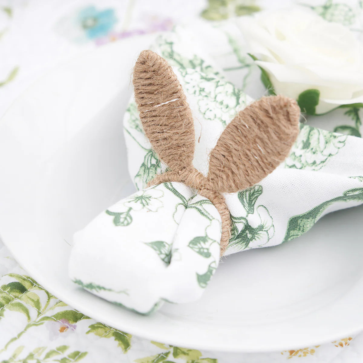 Natural Bunny Ears Napkin Ring Set of 4