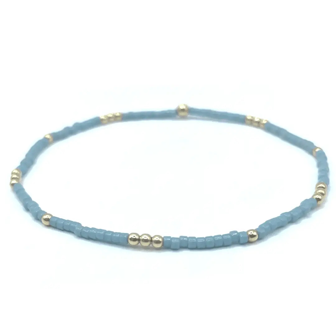 2mm Newport Pale Turquoise Blue + Gold Filled Waterproof Bracelet