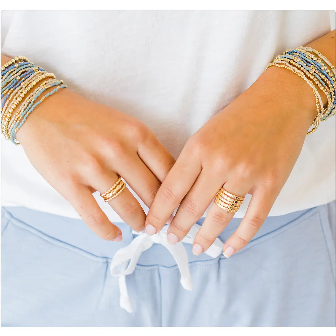 2mm Newport Pale Turquoise Blue + Gold Filled Waterproof Bracelet