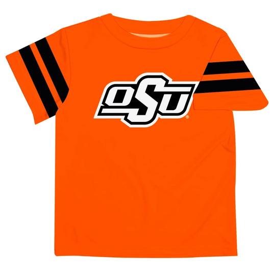 Oklahoma State Cowboys Orange Tee with Stripes-Sleeves