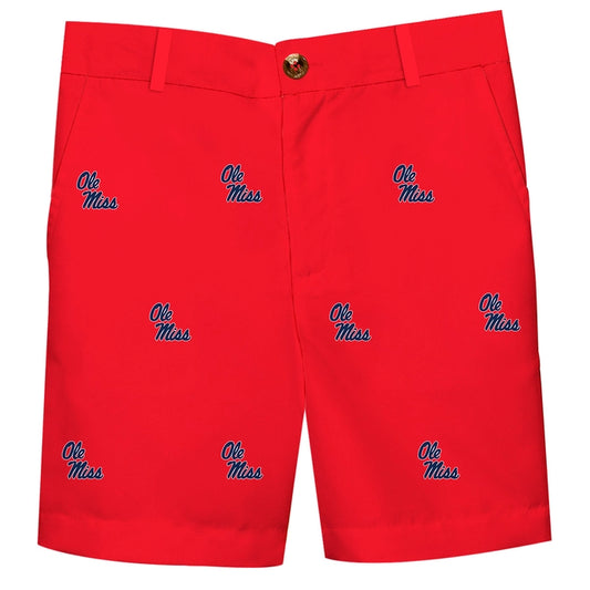 Ole Miss Rebels All Over Logo Red Structured Shorts