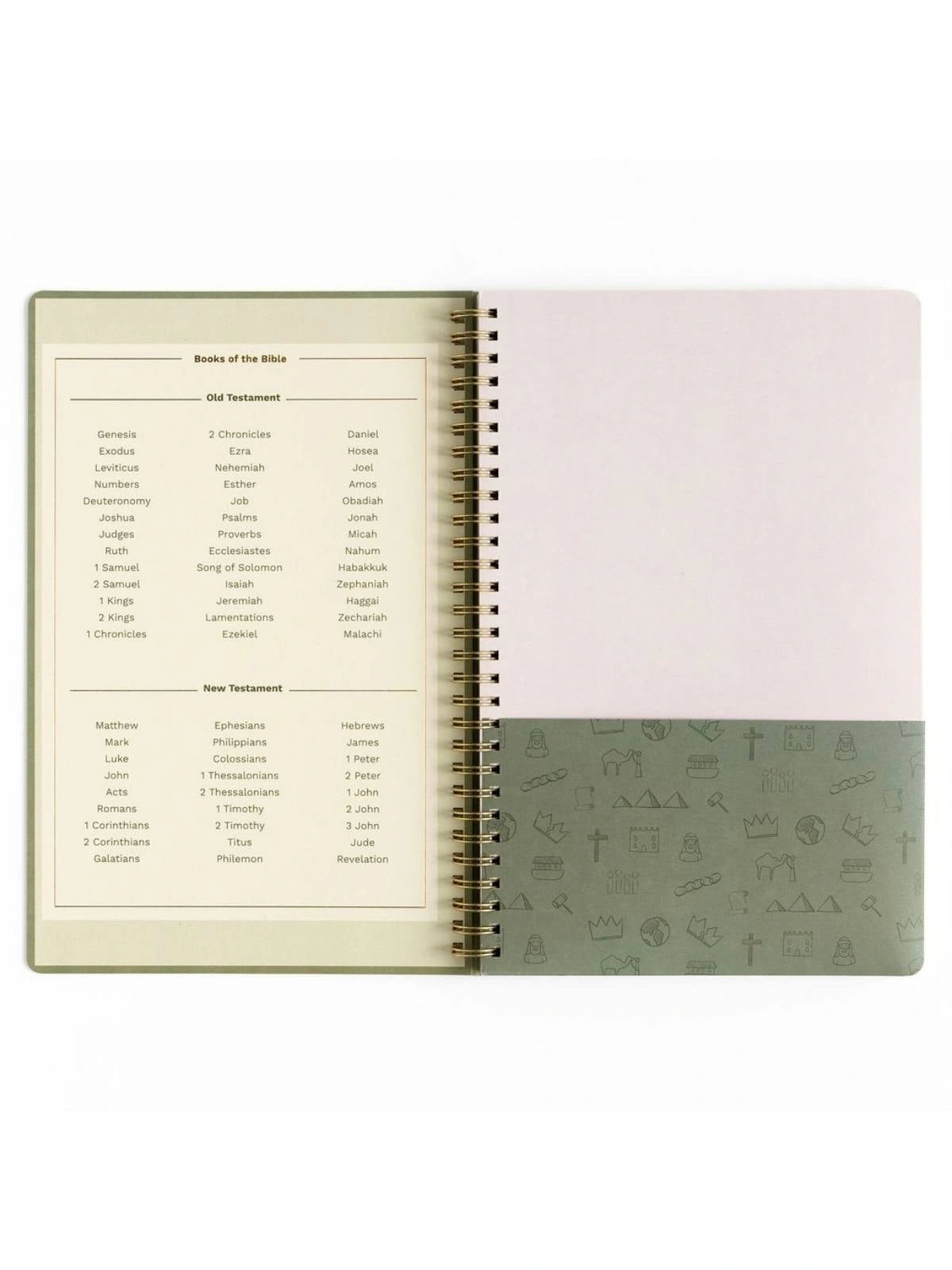 Olive Bible Study Spiral Notebook with Reference Maps