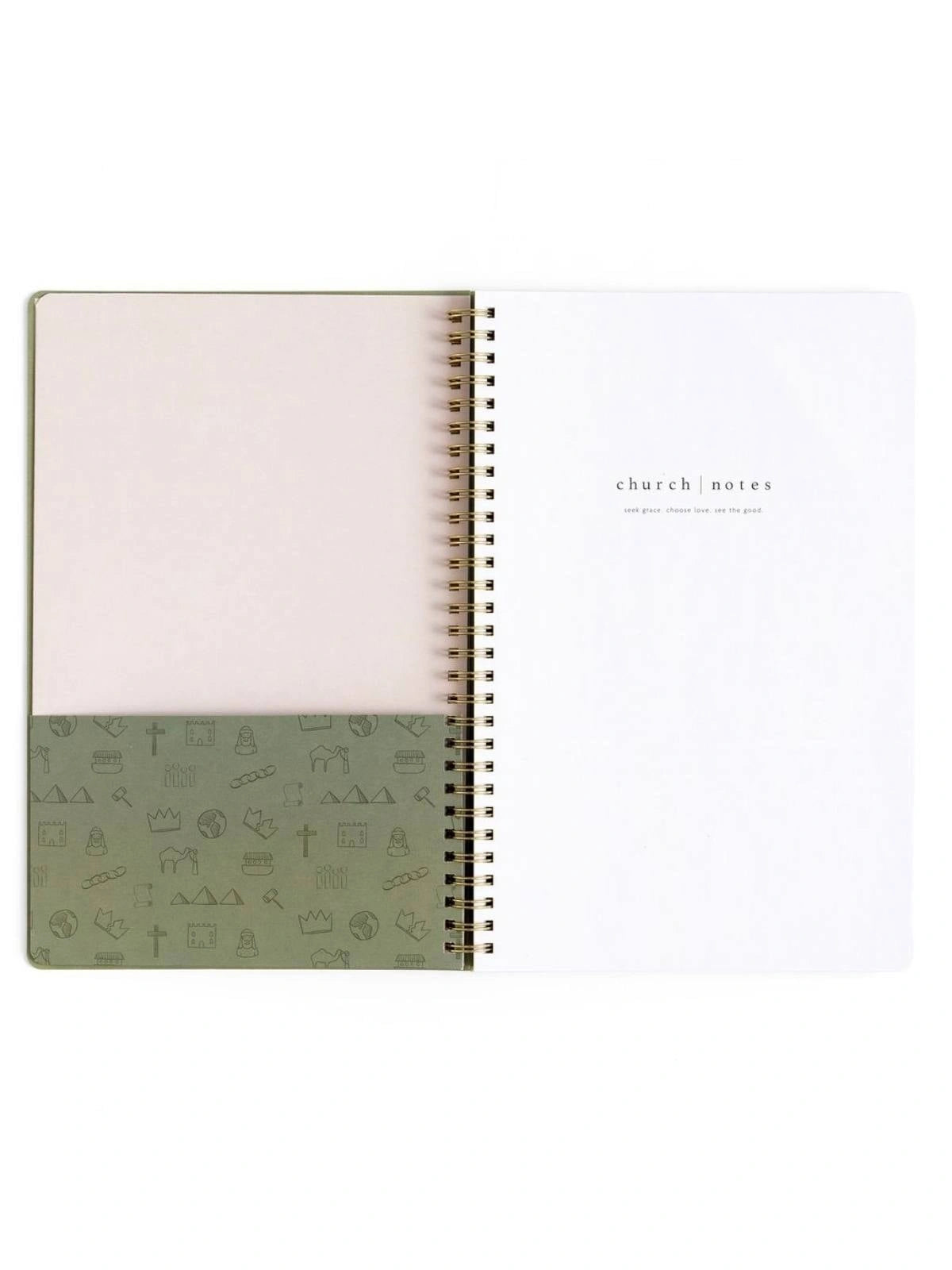 Olive Bible Study Spiral Notebook with Reference Maps